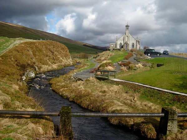 A beautiful shot of a church in Shetland, Scotland