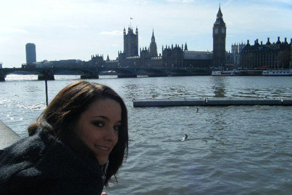 Sierra in front of Big Ben and British Parliament