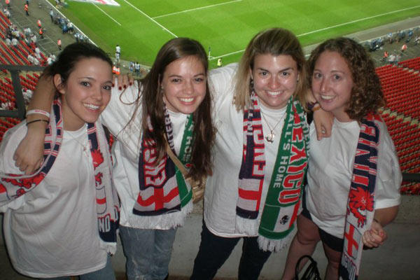 Sierra and some friends at a futball match in England