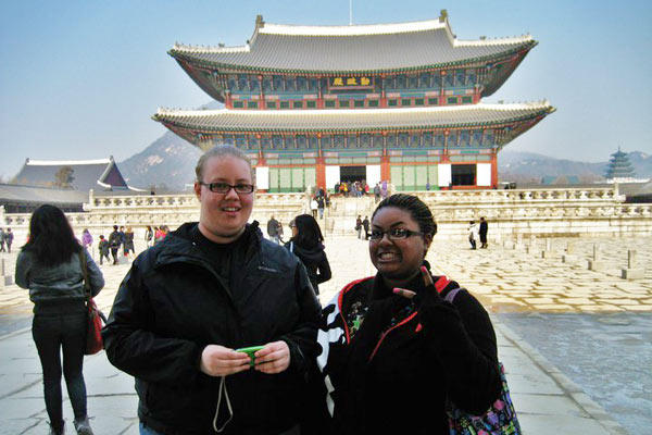 Andrea and a friend seeing sights outside of Seoul