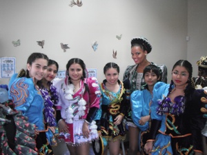 Denisha with her students during the fiestas patrias at school
