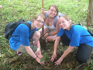 Planting trees with the volunteers