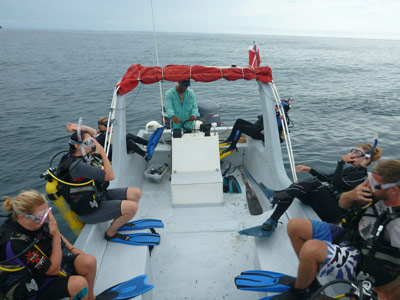 on a boat in Belize