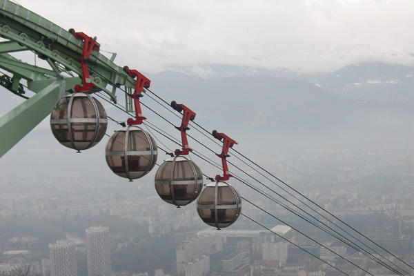 A view of the skyline in Grenoble, France from La Bastille