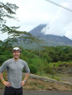 Freddie in front of the Arenal Volcano