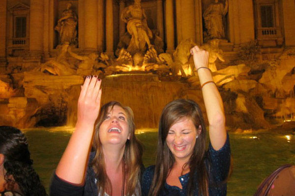 Emma and a friend enjoying life in Europe 