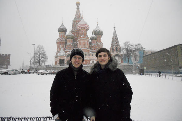 Charlie and a friend in St. Petersburg, Russia