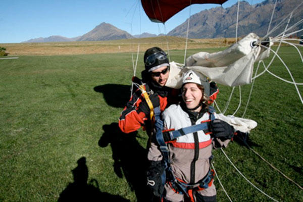 Rachel just after landing a 9,000 foot skydive!