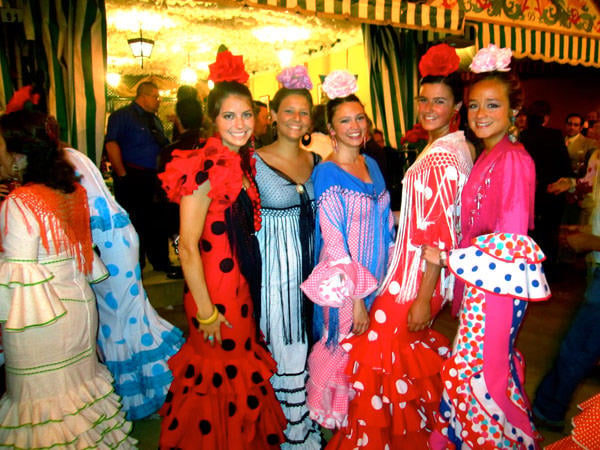 Eileen and her Spanish friends at Feria, a week-long festival in Sevilla