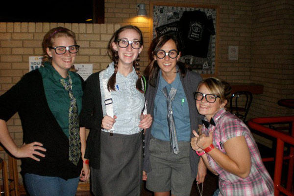 Lisa Jensen, Liz Cox, Melissa Florez and Kimmy Norton ready to go to Geek Night