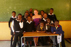 Lily with local African kids