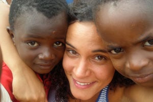 Stella with local Cammeronian children