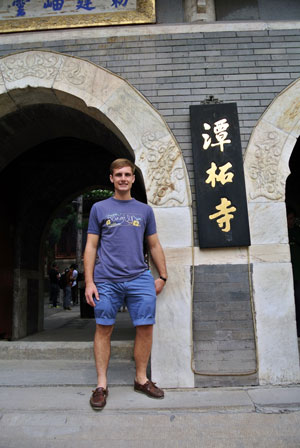 Nick visiting a temple in China