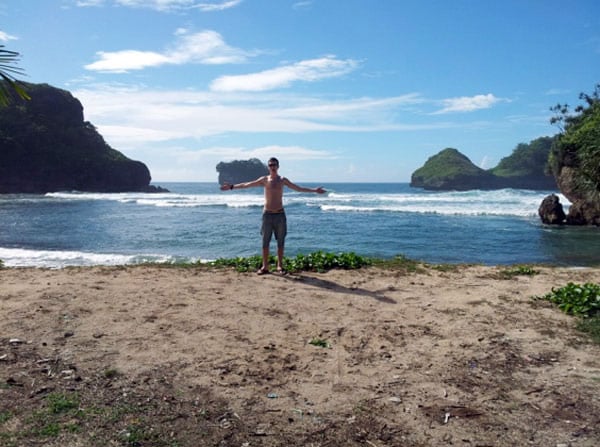 Riho enjoying the many beaches in Indonesia!