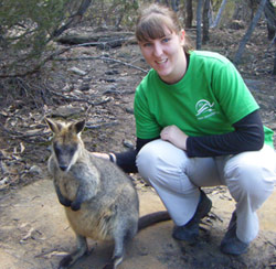 Rebecca with the local wildlife