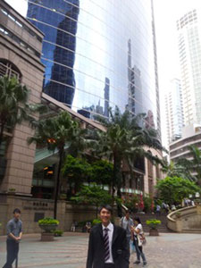 Sam Pang in front of Grand Millennium Plaza, Sheung Wan