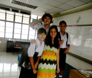 Carla in the classroom with a few of her students