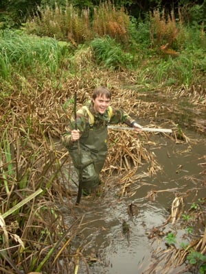 Student in Pond