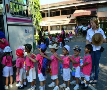 Shari  on a class field trip with her students