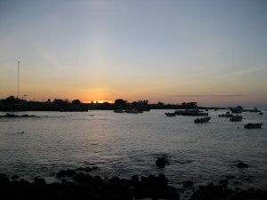  Watching the sunset on the Galapagos Island.