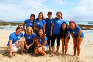 Students on beach in Fiji