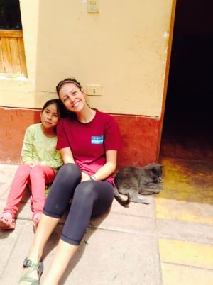 girl with a cat and little girl