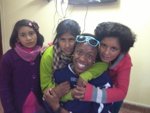 Vanessa with some of the girls at the shelter