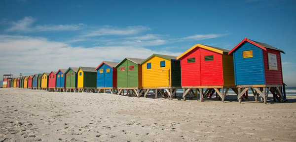 The beach houses in Muizenberg.