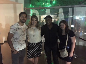 Photo with soccer players in Costa Rica