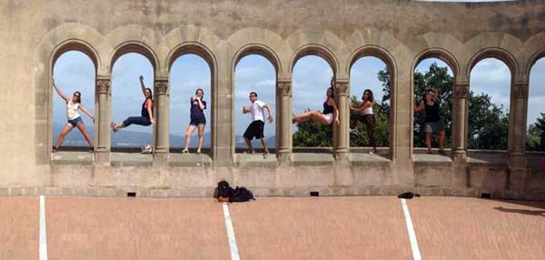 Alexandra and fellow interns in Monserrat, Spain