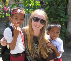 Ali with local children