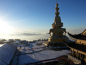 Sunset view at the Golden Summit, Emei Mountain