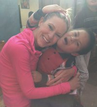 Sarah with one of the orphans that most touched her heart