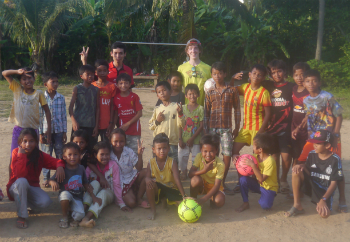 Cambodia kids and volunteer