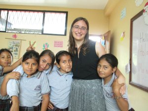 Abigail with some of her students.