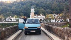 car on bridge