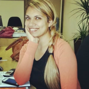 woman smiling at the office