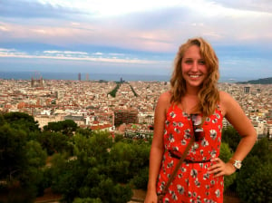 girl at sunset in barcelona