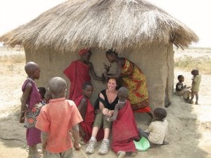 Sara Cousinea visiting a Masaii village during her time as a GHTA volunteer