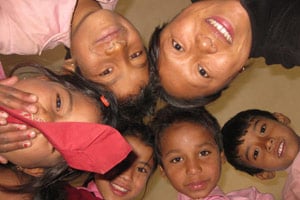 Ann volunteered with children in Nepal. nepal children volunteer