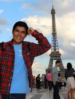 Ivan Galvan at Eiffel Tower during Greenheart Travel Teen Summer Language Camp
