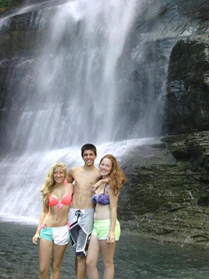 Garnett at a waterfall in Fiji