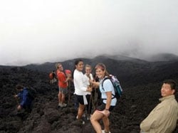 Jessica hiking with fellow interns