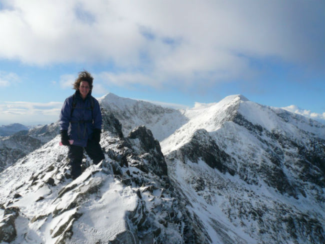 woman on a mountain