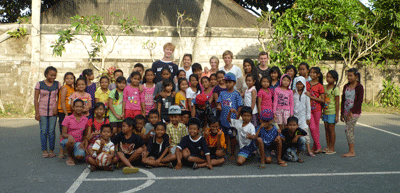 Volunteers with the children