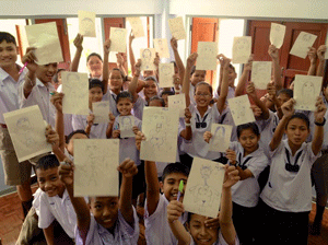 Learning the parts of the body by doing a drawing activity.