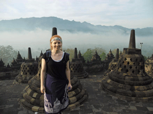 Enjoying a beautiful misty morning at Borobudur Temple on the weekend