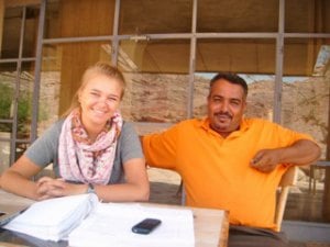 Holly and one of her students - an employee at the lodge. 