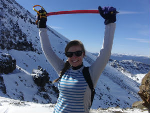 girl mount doom tongariro alpine crossing north island new zealand