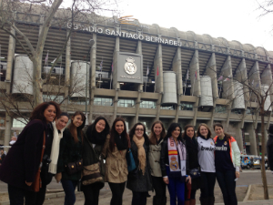 group outside of stadium in madrid